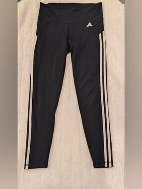 adidas Black Leggings with White Side Stripes